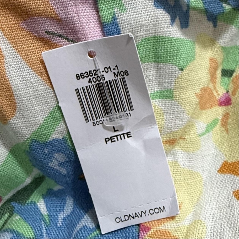 Old Navy Dress Women's L Petite Multicolor Garden Floral Linen Blend Sundress - Picture 5 of 11
